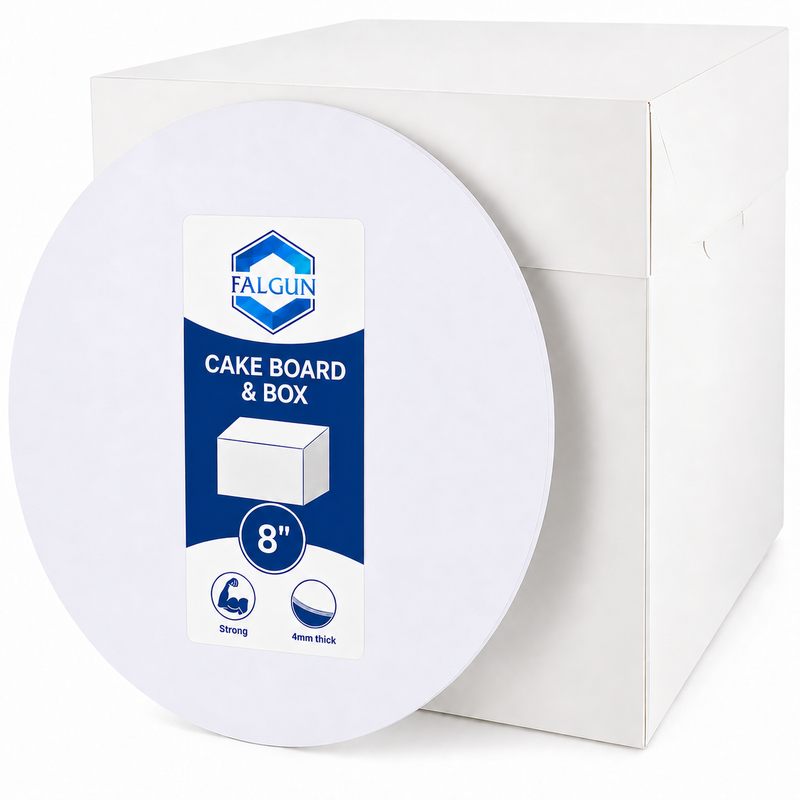 8" Tall Cake Box And White Round Masonite MDF Board (4mm thick)