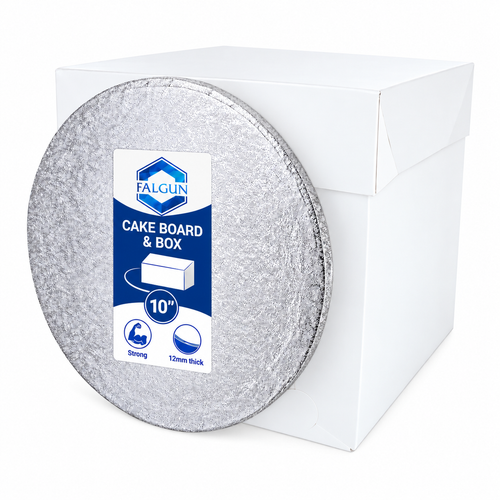 10" Tall Cake Box And Silver Round Drum Board (12mm thick)
