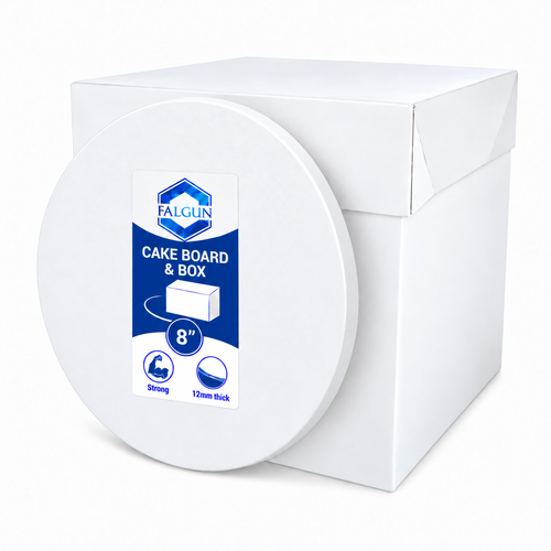 8" Tall Cake Box And White Round Drum Board (12mm thick)