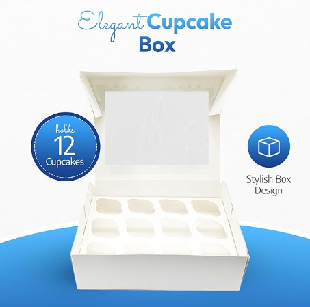 12 Hole Cupcake Box - Rounded Inserts (Pack of 10)