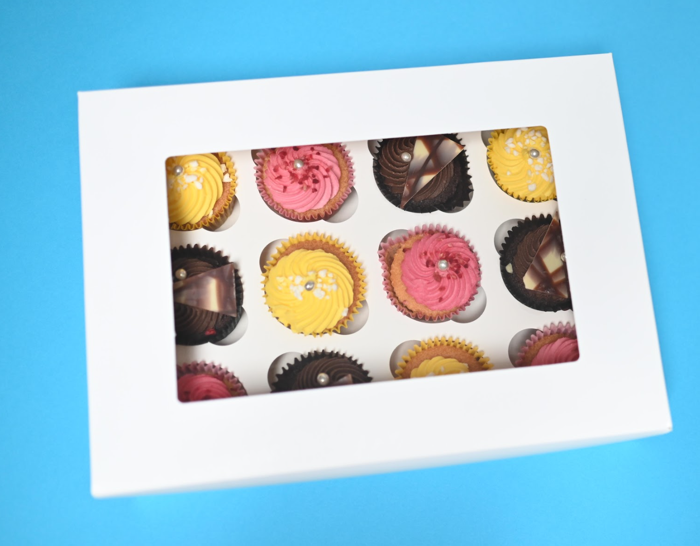 12 Hole Cupcake Box - Rounded Inserts (Pack of 10)