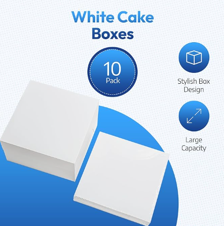 White Cake Boxes - 12 Inch square with lid (Pack of 10)