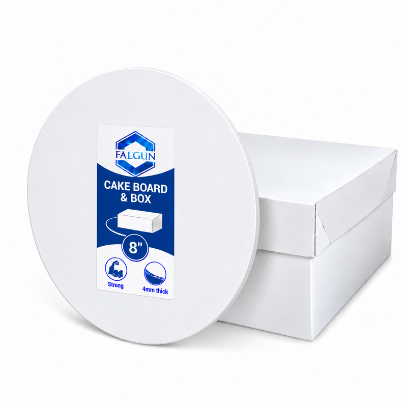 8" Cake Box And White Round Masonite MDF Board (4mm thick)