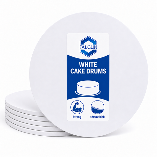8" White Gloss Round Cake Board 12mm