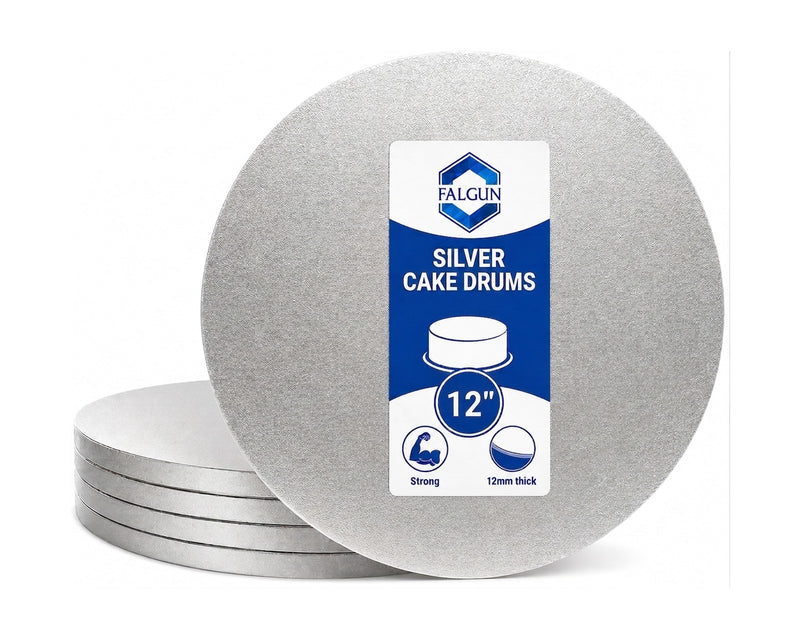 12 inch Silver Round Cake Board 12mm | Falgun wholesale cake packaging UK