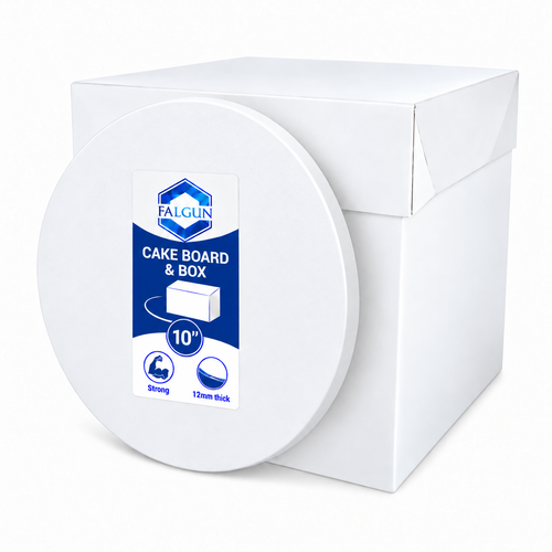 10" Tall Cake Box And White Round Drum Board (12mm thick)