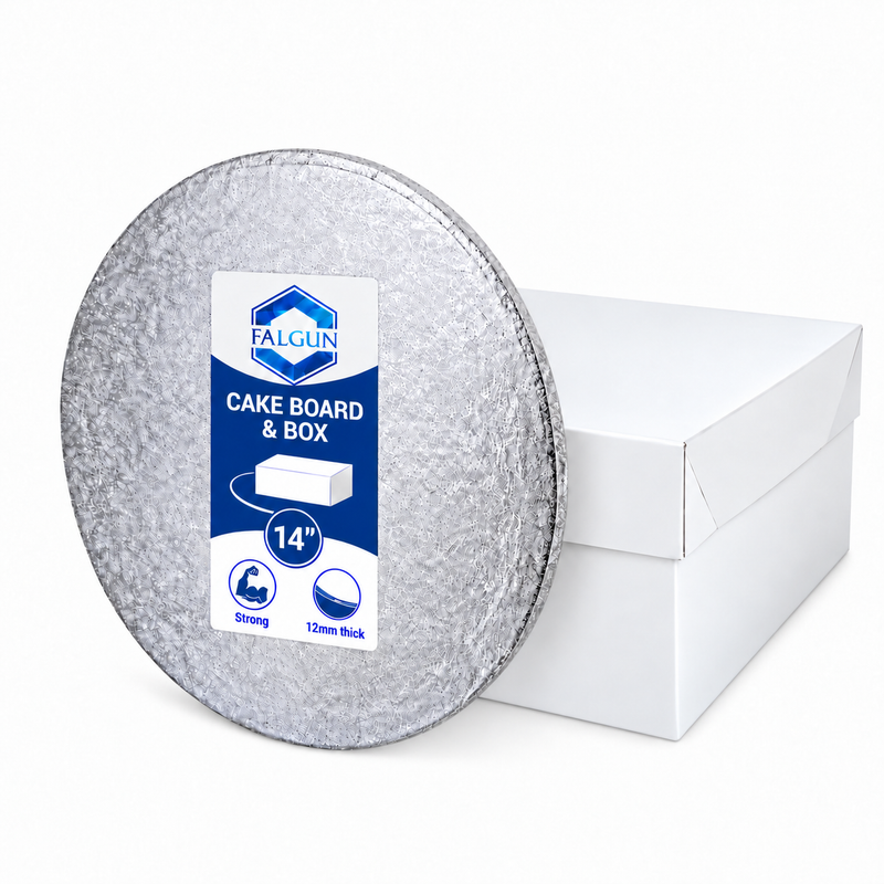 14" Cake Box And Silver Round Drum Board (12mm thick)