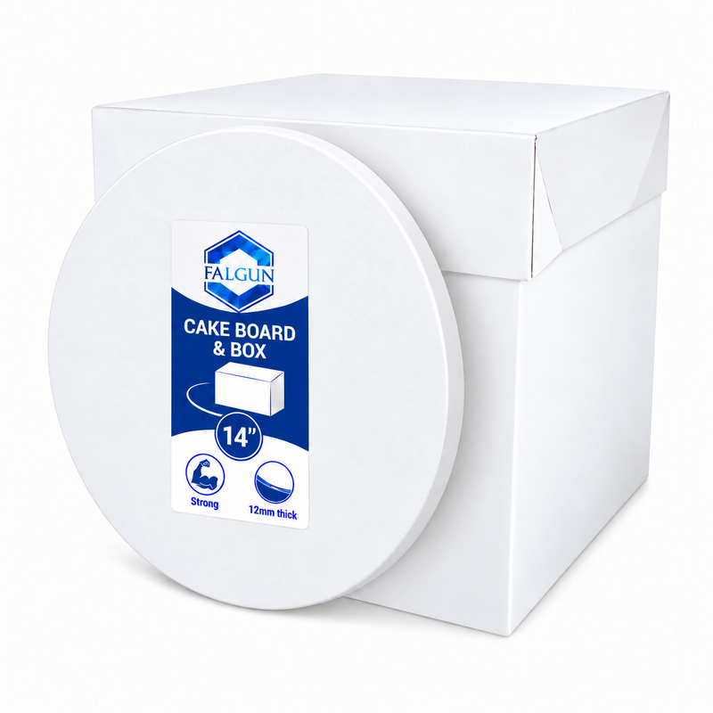 14" Tall Cake Box And White Round Drum Board (12mm thick)