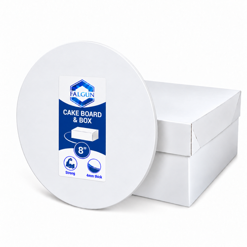 8" Cake Box And White Round Masonite MDF Board (4mm thick)