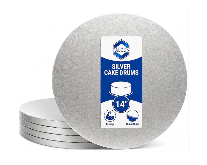 14 inch Silver Round Cake Board 12mm | Falgun wholesale cake packaging UK