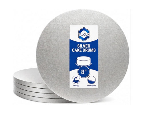 8 inch Silver Round Cake Board 12mm | Falgun wholesale cake packaging UK
